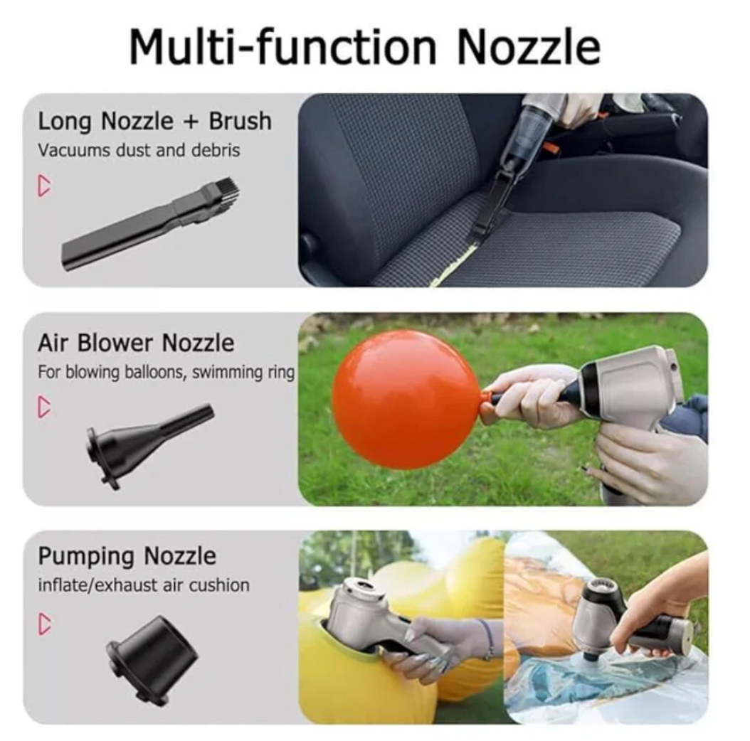 4-in-1 Cordless Car & Home Vacuum (Air Blower | Vacuum | Pump | Inflate)